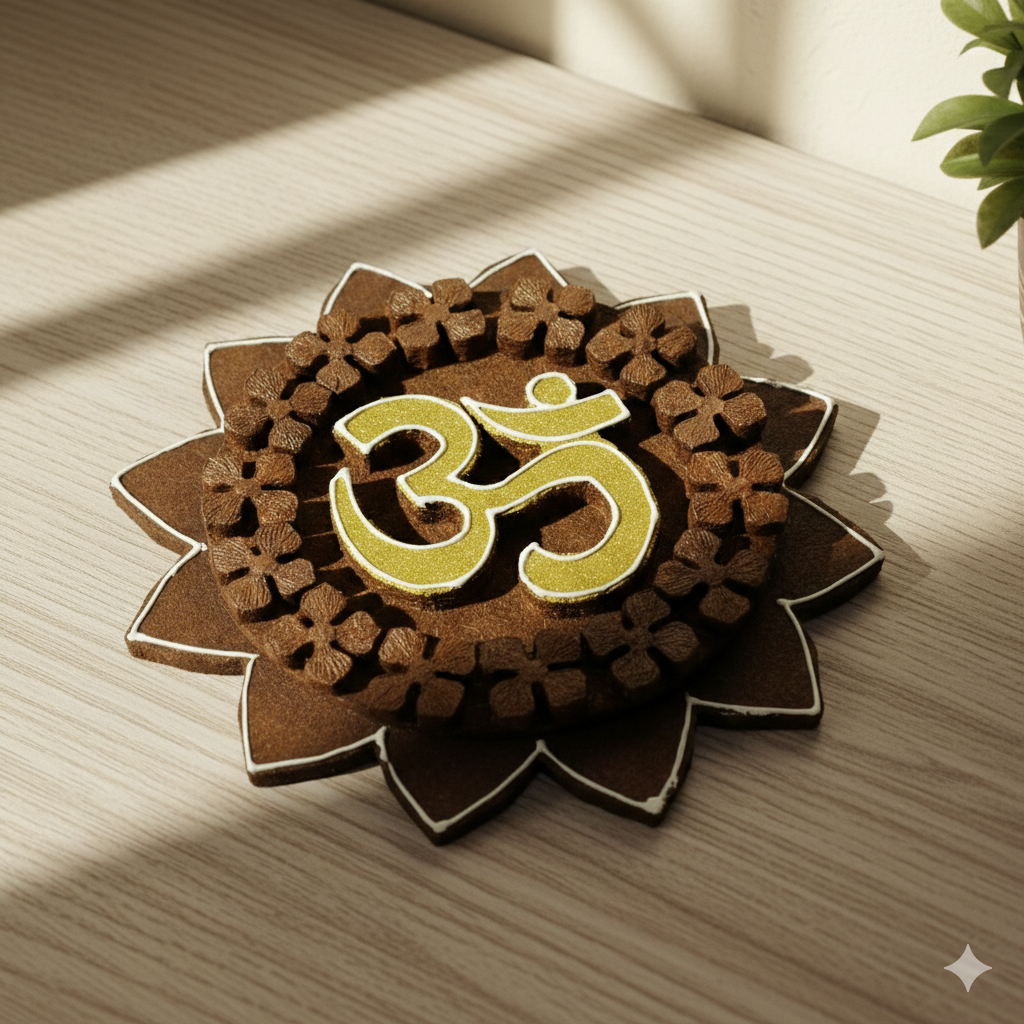 Organic Cow Dung Om Wall Art – Handmade Spiritual Interior Decor from West Bengal (Gomata Product) - Image 3