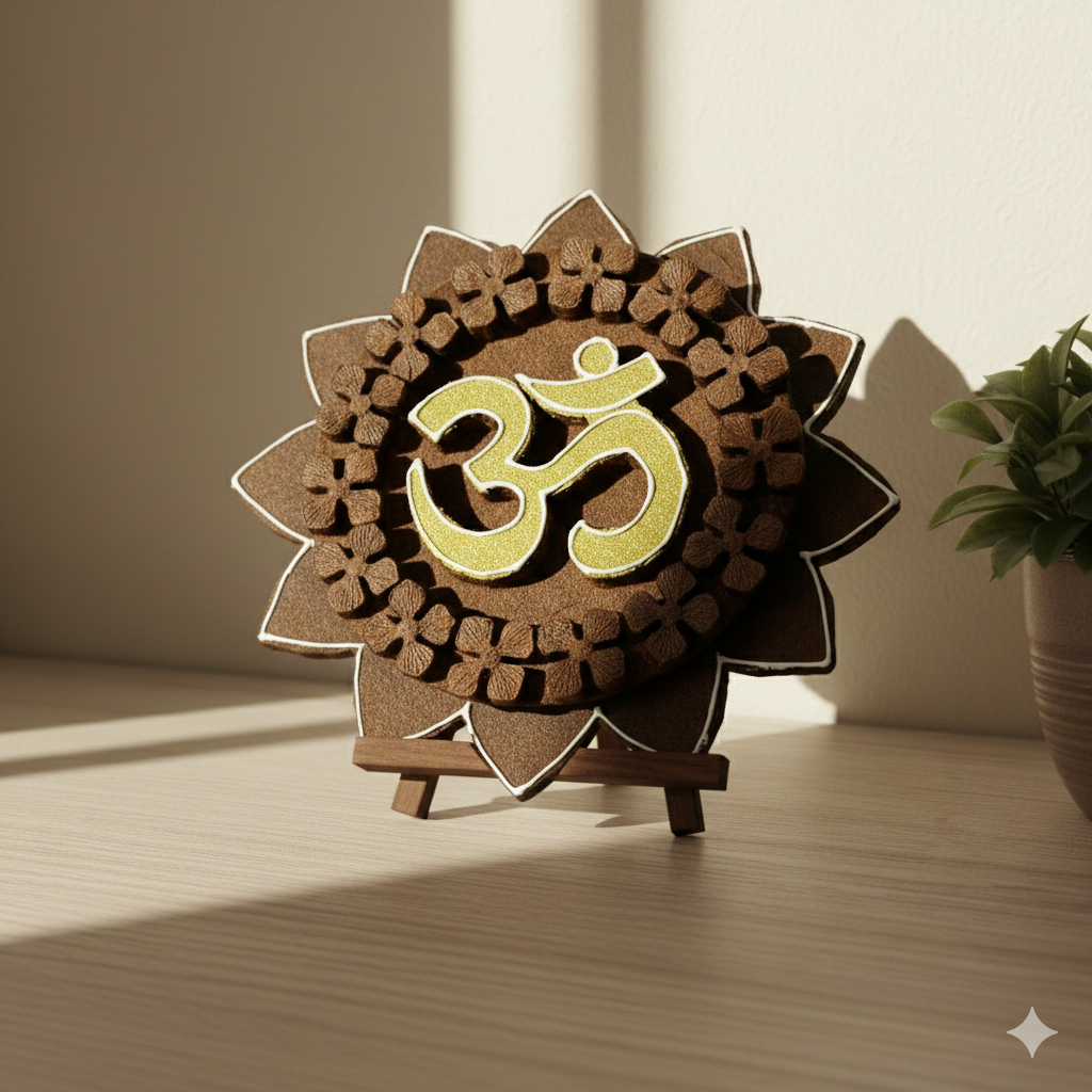 Organic Cow Dung Om Wall Art – Handmade Spiritual Interior Decor from West Bengal (Gomata Product) - Image 2