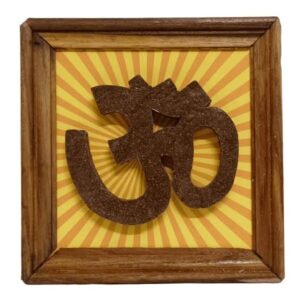 Framed Organic Cow Dung Om Wall Hanging.