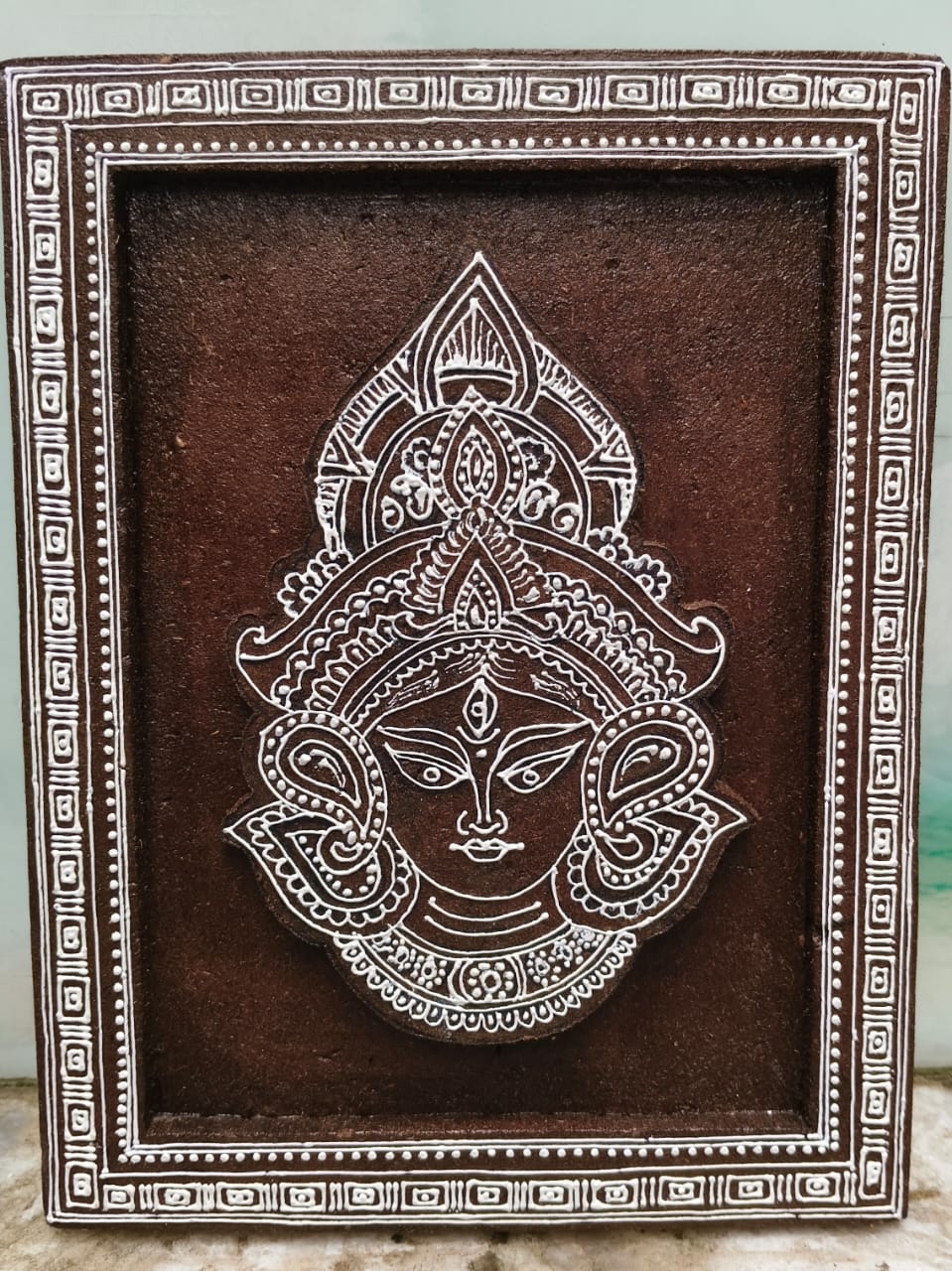 Handcrafted Organic Cow Dung Durga Wall Hanging