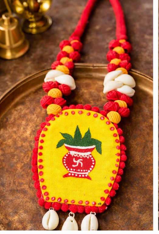 Handmade Bengali Kalash Folk Art Jewellery Set - Image 5