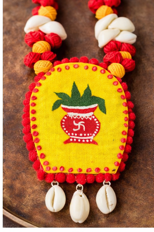 Handmade Bengali Kalash Folk Art Jewellery Set - Image 3
