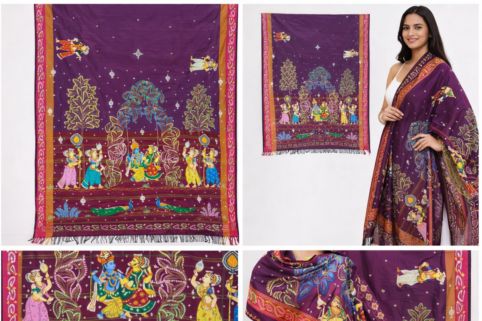 Traditional Radha Krishna Ethnic Festival Wear Saree - Image 3