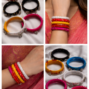 Handcrafted Silk-Wrapped Bangles with Traditional Ghungroo Accents