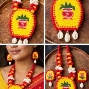 Handmade Bengali Kalash Folk Art Jewellery Set